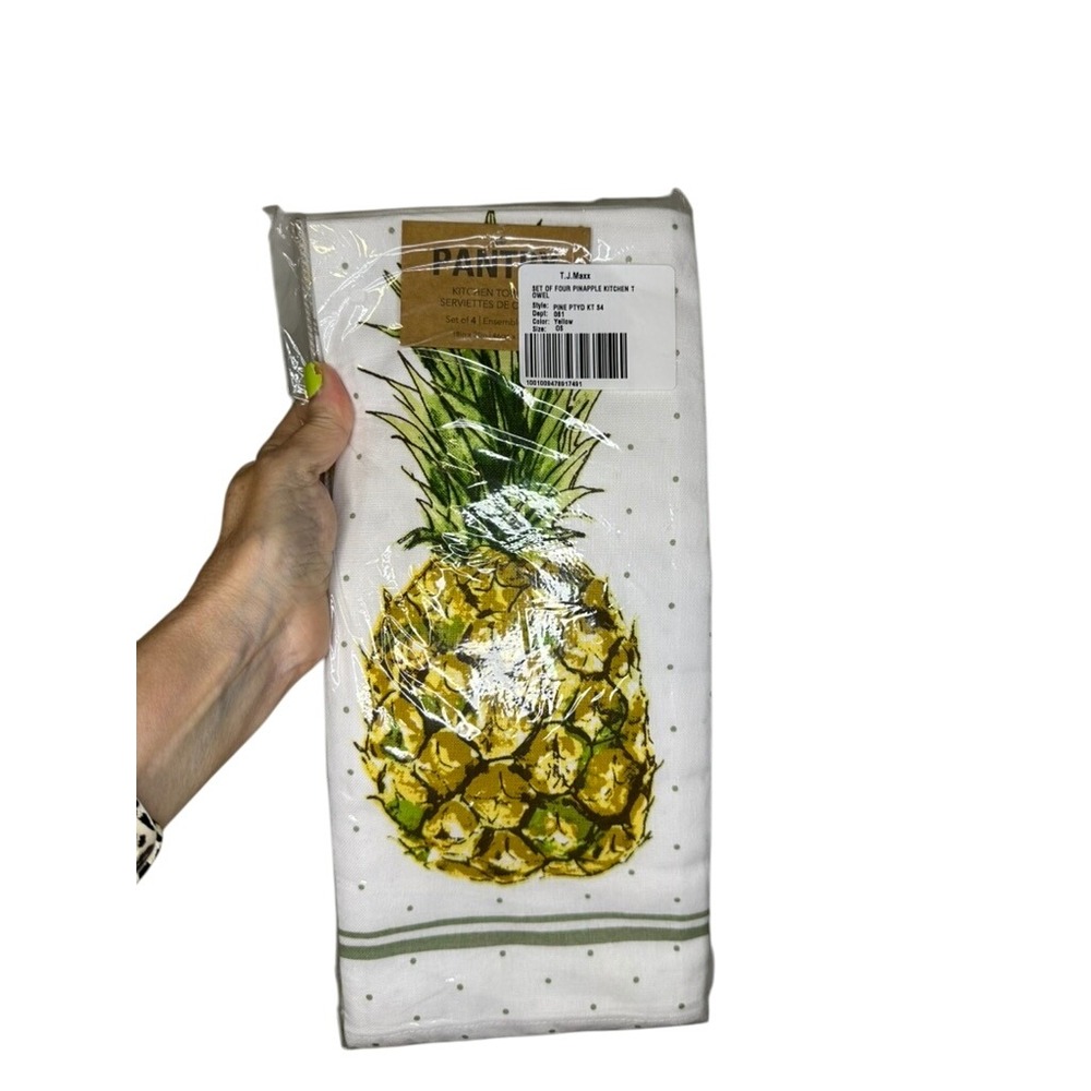 Pantry T.J. Maxx Kitchen Towels Pineapple‎ Set of Four Yellow 18x28